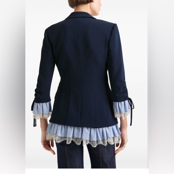 Cinq A Sept Women’s Roxie Contrast Trim Blazer In Navy Blue Size 6 - Picture 5 of 16